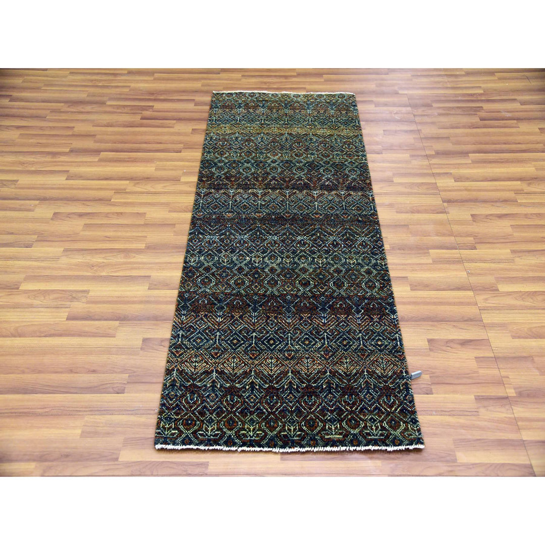 2'6" x 6'1" New Hand Knotted Brown Wool Runner Oriental Rug - MOA10279489