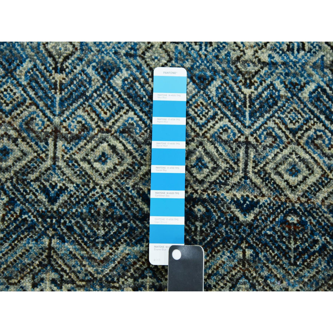 2'6" x 10'0" New Hand Knotted Blue Wool Runner Oriental Rug - MOA10279493