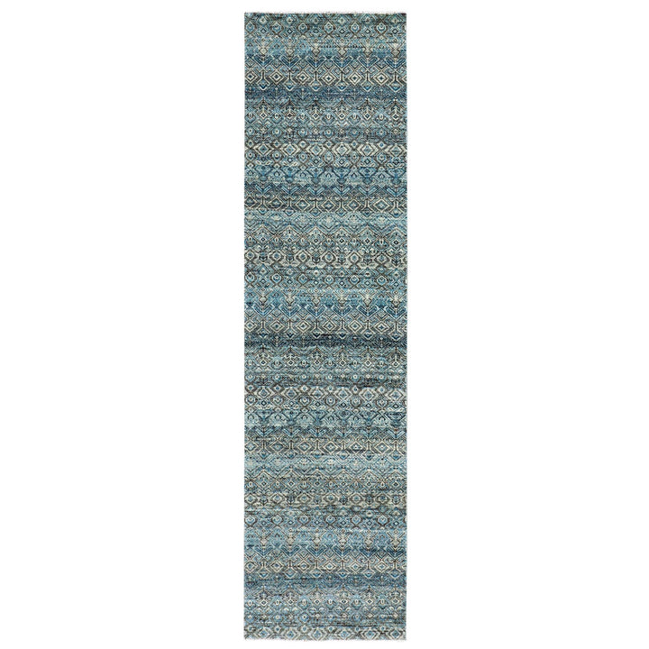 2'6" x 10'0" New Hand Knotted Blue Wool Runner Oriental Rug - MOA10279494