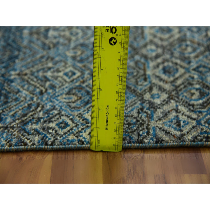 2'6" x 12'0" New Hand Knotted Blue Wool Runner Oriental Rug - MOA10279495