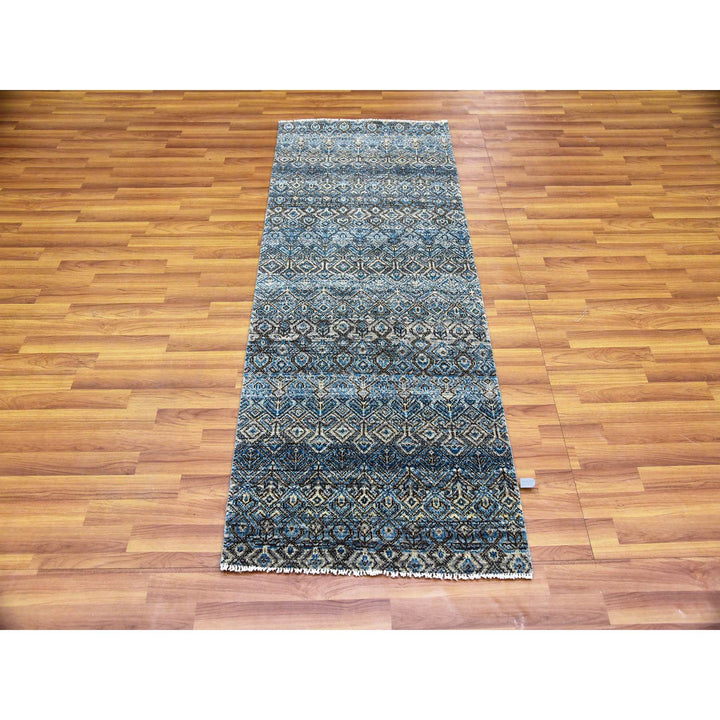 2'6" x 6'1" New Hand Knotted Blue Wool Runner Oriental Rug - MOA10279498