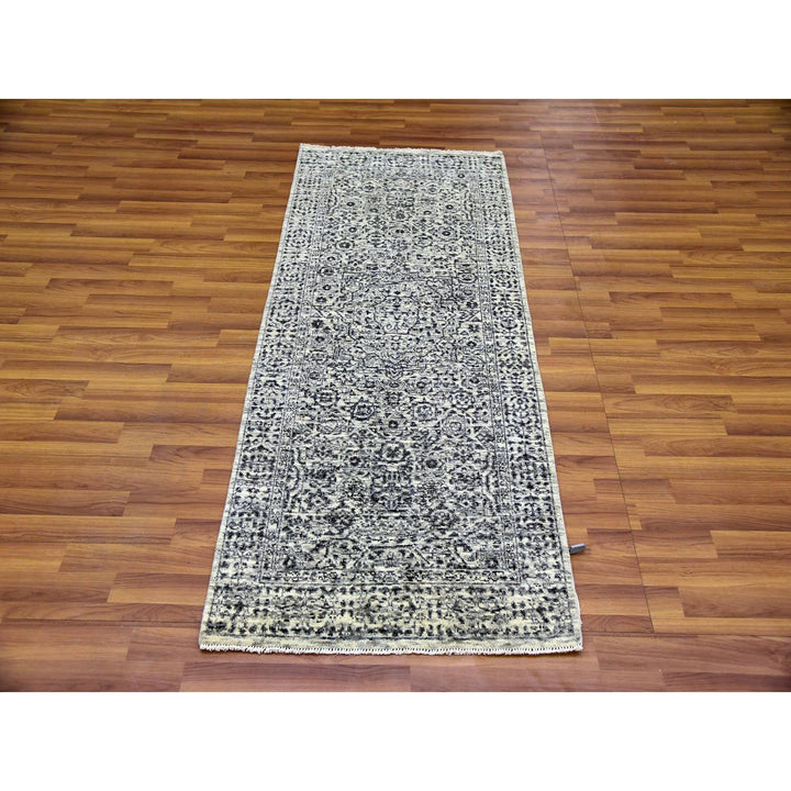 2'7" x 6'0" New Hand Knotted Ivory Cotton Runner Oriental Rug - MOA10279502