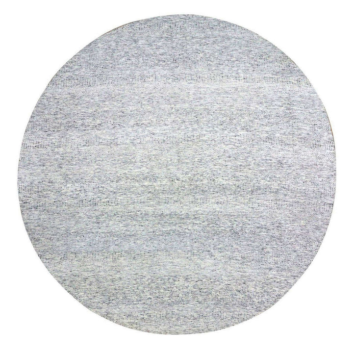 11'2" x 11'2" New Hand Knotted Grey Wool Round Oriental Rug - MOA10279507