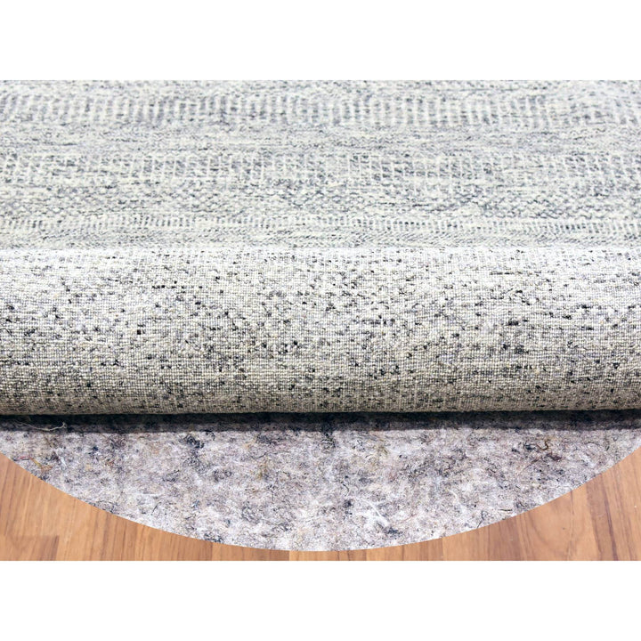 12'11" x 12'11" New Hand Knotted Grey Wool Round Oriental Rug - MOA10279509