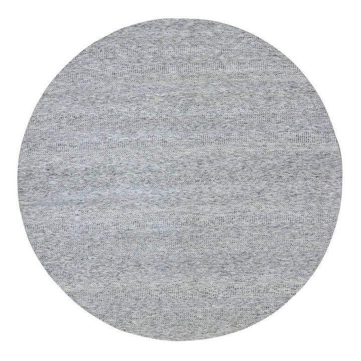 9'5" x 9'6" New Hand Knotted Grey Wool Round Oriental Rug - MOA10279511