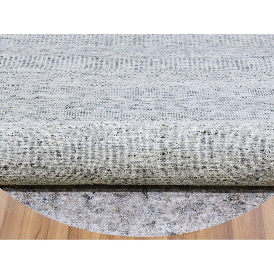 9'5" x 9'6" New Hand Knotted Grey Wool Round Oriental Rug - MOA10279511