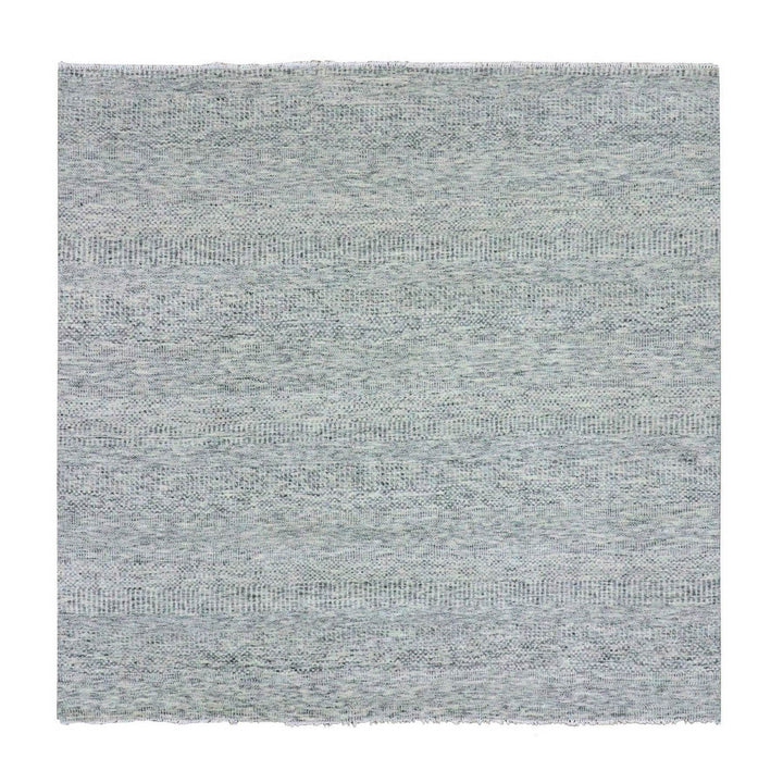 8'0" x 8'0" New Hand Knotted Grey Cotton Square Oriental Rug - MOA10279512