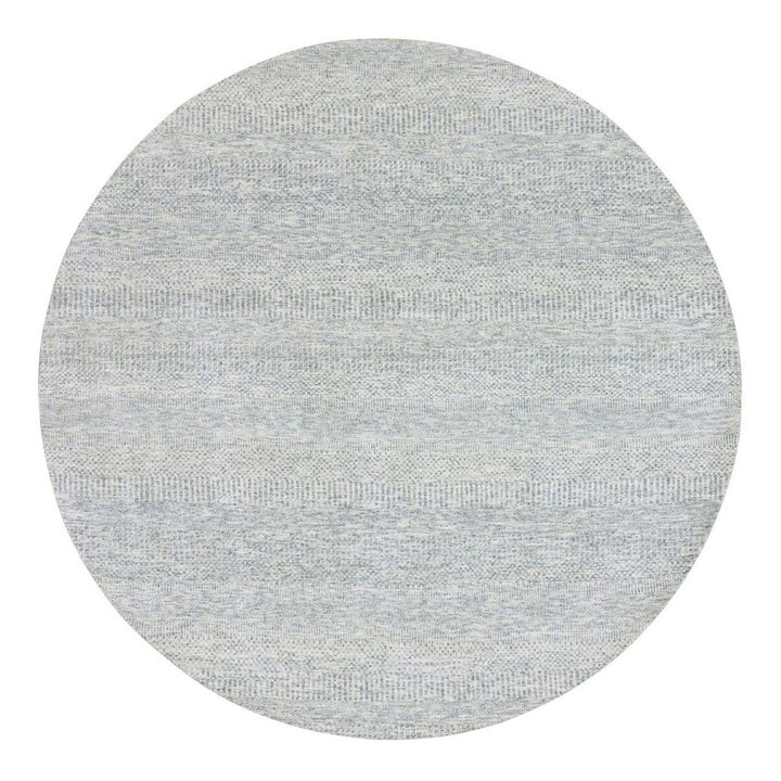 7'9" x 7'9" New Hand Knotted Grey Wool Round Oriental Rug - MOA10279515