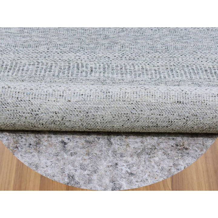 7'9" x 7'9" New Hand Knotted Grey Wool Round Oriental Rug - MOA10279515