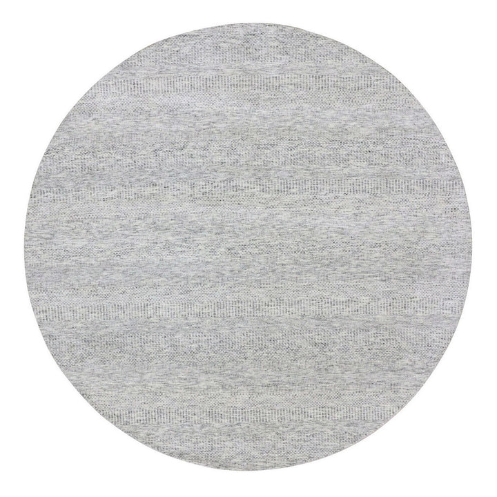 8'9" x 8'9" New Hand Knotted Grey Wool Round Oriental Rug - MOA10279516