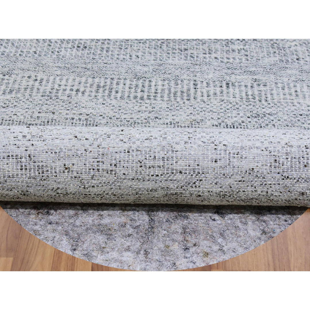 8'9" x 8'9" New Hand Knotted Grey Wool Round Oriental Rug - MOA10279516