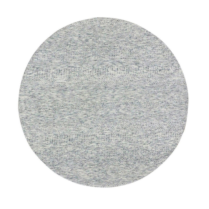 5'9" x 5'9" New Hand Knotted Grey Wool Round Oriental Rug - MOA10279519