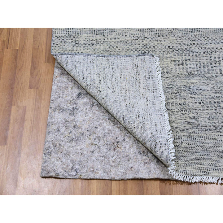 4'0" x 10'1" New Hand Knotted Grey Wool Runner Oriental Rug - MOA10279522