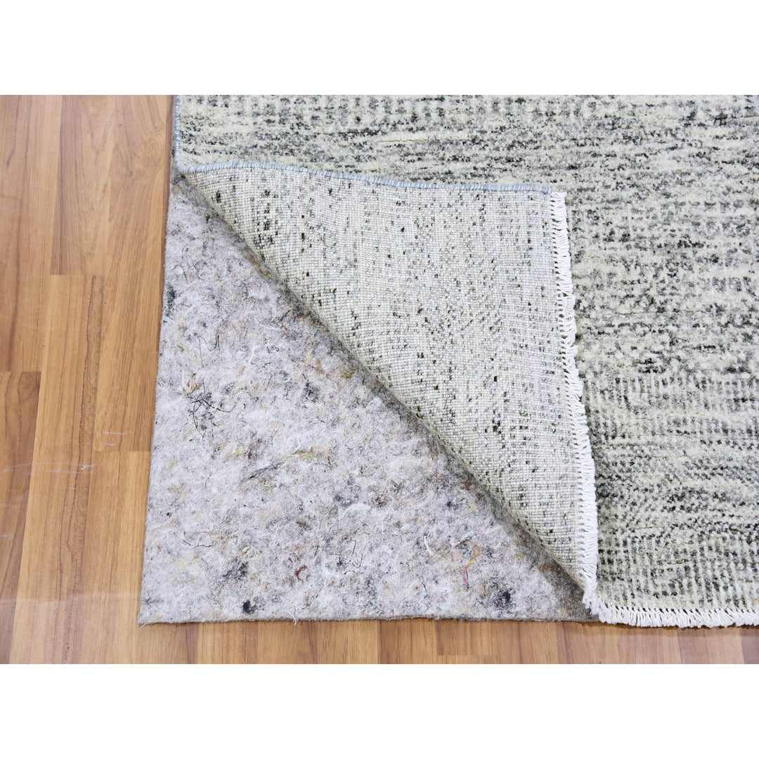 2'11" x 5'1" New Hand Knotted Grey Wool Rectangle Oriental Rug - MOA10279524