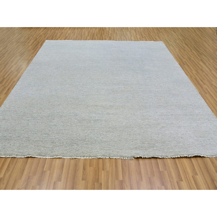 9'11" x 10'0" New Hand Knotted Grey Wool Square Oriental Rug - MOA10279535