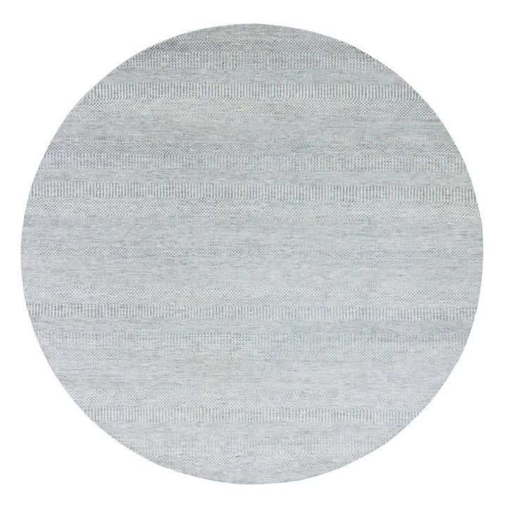 8'8" x 8'9" New Hand Knotted Grey Wool Round Oriental Rug - MOA10279538