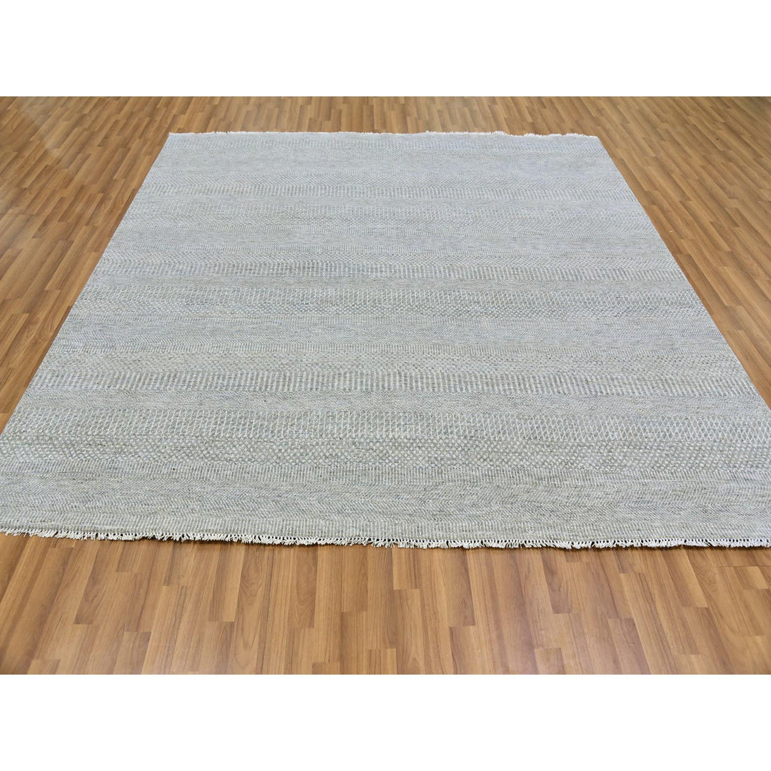 8'1" x 8'2" New Hand Knotted Grey Wool Square Oriental Rug - MOA10279539