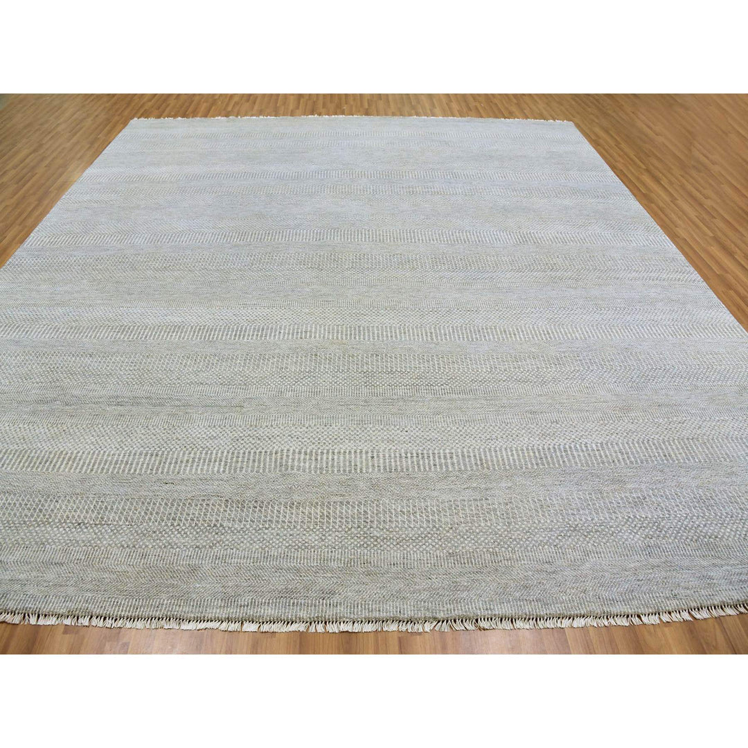 12'0" x 12'4" New Hand Knotted Grey Wool Square Oriental Rug - MOA10279541