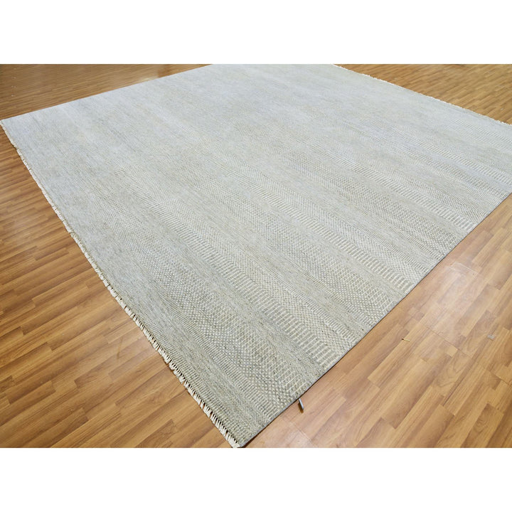 12'0" x 12'4" New Hand Knotted Grey Wool Square Oriental Rug - MOA10279541