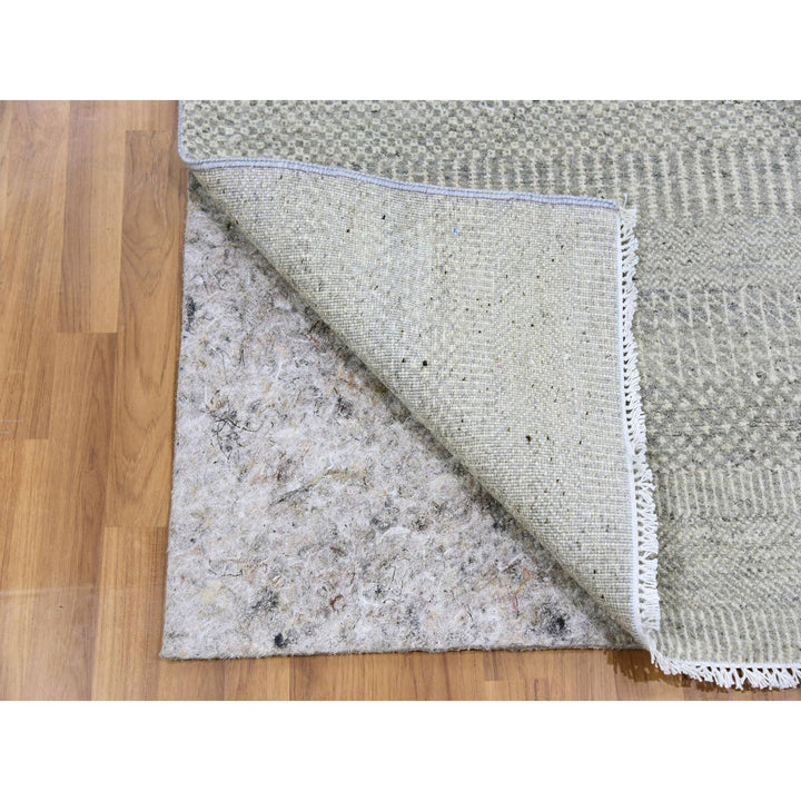 2'7" x 6'3" New Hand Knotted Grey Wool Runner Oriental Rug - MOA10279548