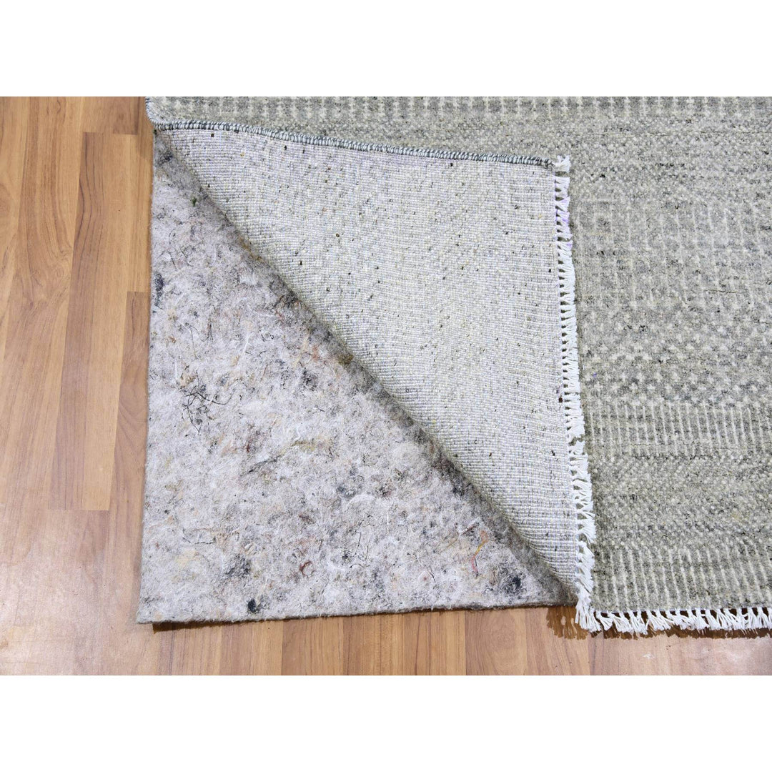 2'7" x 8'2" New Hand Knotted Grey Wool Runner Oriental Rug - MOA10279549