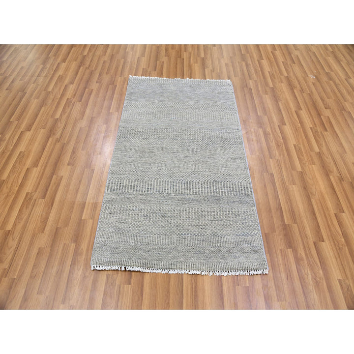 3'0" x 5'3" New Hand Knotted Grey Wool Rectangle Oriental Rug - MOA10279552