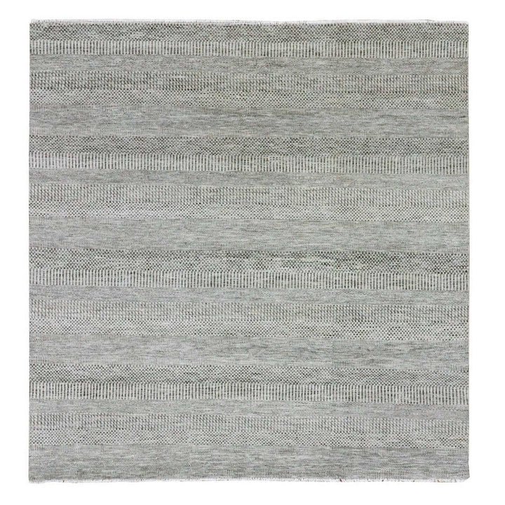 7'11" x 8'1" New Hand Knotted Grey Wool Square Oriental Rug - MOA10279559