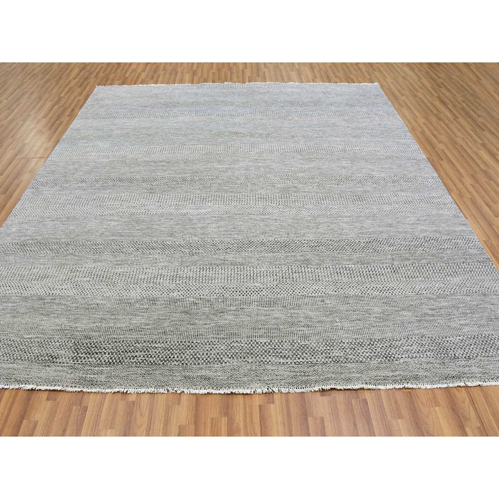 9'11" x 10'3" New Hand Knotted Grey Wool Square Oriental Rug - MOA10279561