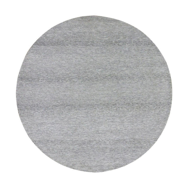 9'8" x 9'9" New Hand Knotted Grey Wool Round Oriental Rug - MOA10279563