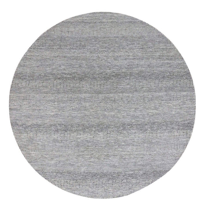 7'9" x 7'9" New Hand Knotted Grey Wool Round Oriental Rug - MOA10279564