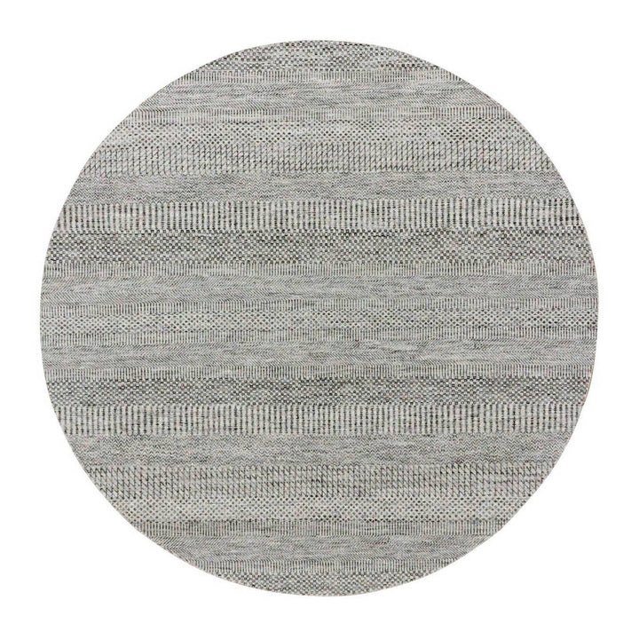 6'1" x 6'0" New Hand Knotted Grey Wool Round Oriental Rug - MOA10279566