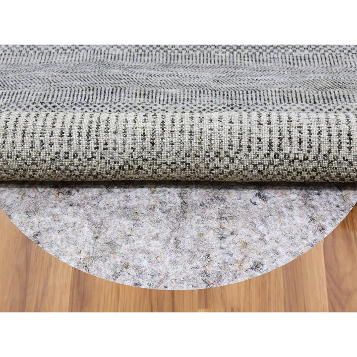 4'9" x 4'10" New Hand Knotted Grey Wool Round Oriental Rug - MOA10279567