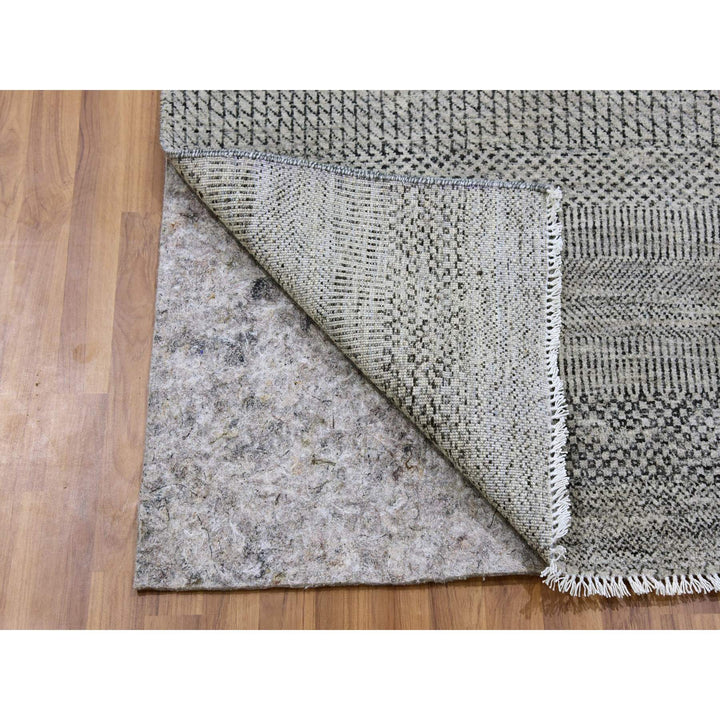 2'5" x 24'3" New Hand Knotted Grey Wool Runner Oriental Rug - MOA10279570