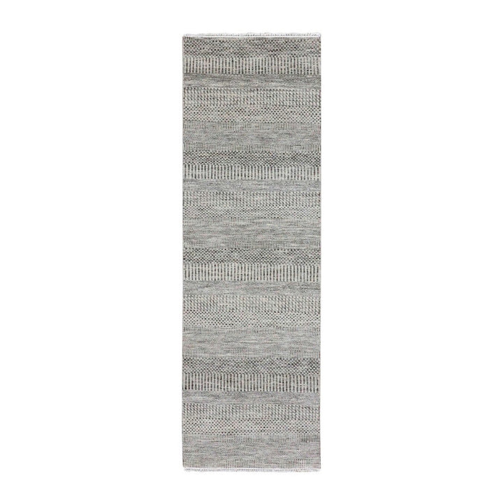 2'7" x 8'0" New Hand Knotted Grey Wool Runner Oriental Rug - MOA10279574