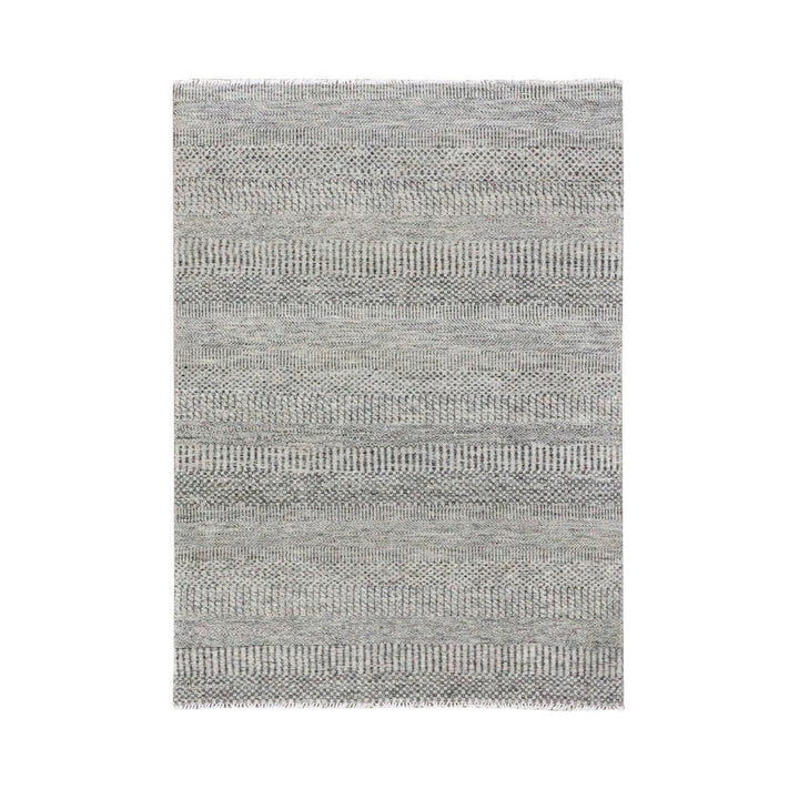 4'2" x 6'1" New Hand Knotted Grey Wool Rectangle Oriental Rug - MOA10279576