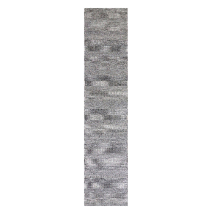 2'5" x 15'10" New Hand Knotted Grey Wool Rectangle Oriental Rug - MOA10279583