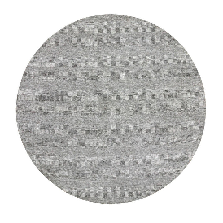 11'2" x 11'2" New Hand Knotted Grey Wool Round Oriental Rug - MOA10279584