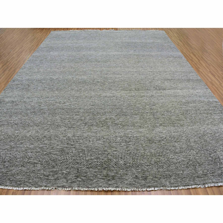 12'2" x 15'2" New Hand Knotted Grey Wool Rectangle Oriental Rug - MOA10279586