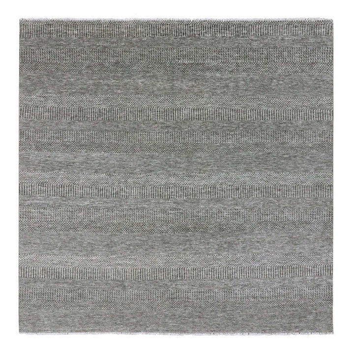 8'1" x 8'2" New Hand Knotted Grey Wool Square Oriental Rug - MOA10279589