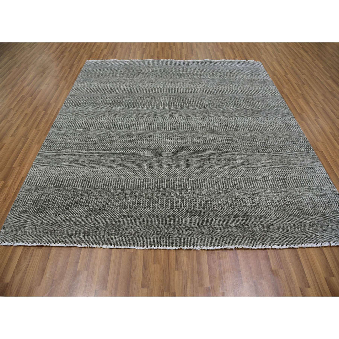 8'1" x 8'2" New Hand Knotted Grey Wool Square Oriental Rug - MOA10279589