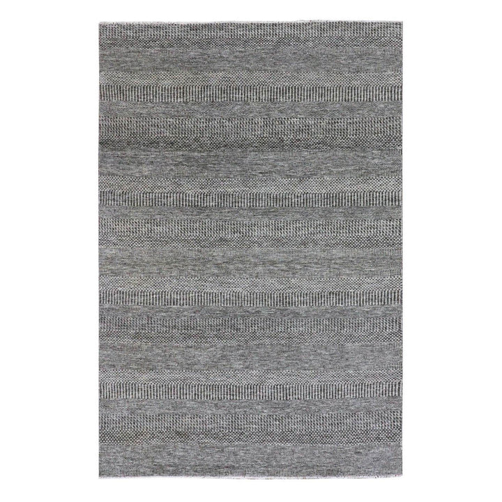 6'0" x 9'1" New Hand Knotted Grey Wool Rectangle Oriental Rug - MOA10279593