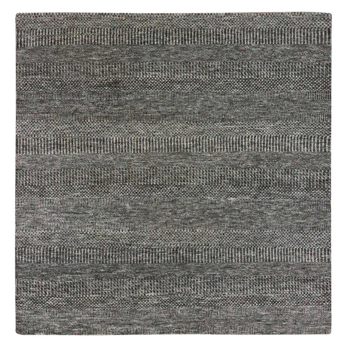 5'11" x 6'1" New Hand Knotted Grey Wool Square Oriental Rug - MOA10279594