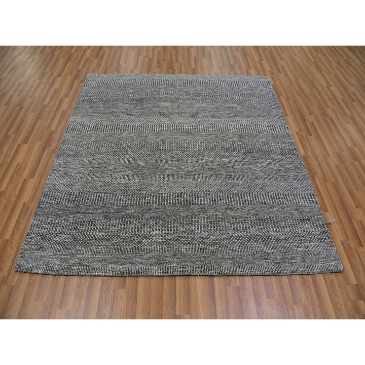 5'11" x 6'1" New Hand Knotted Grey Wool Square Oriental Rug - MOA10279594