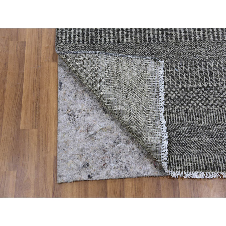 2'8" x 6'2" New Hand Knotted Grey Wool Runner Oriental Rug - MOA10279603