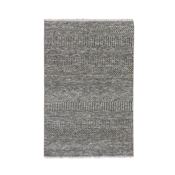 3'0" x 5'0" New Hand Knotted Grey Wool Rectangle Oriental Rug - MOA10279605