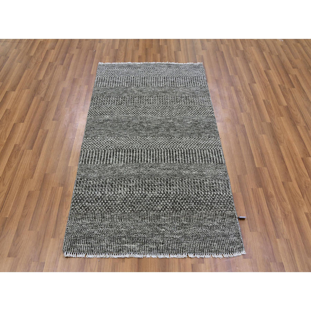 3'0" x 5'0" New Hand Knotted Grey Wool Rectangle Oriental Rug - MOA10279605