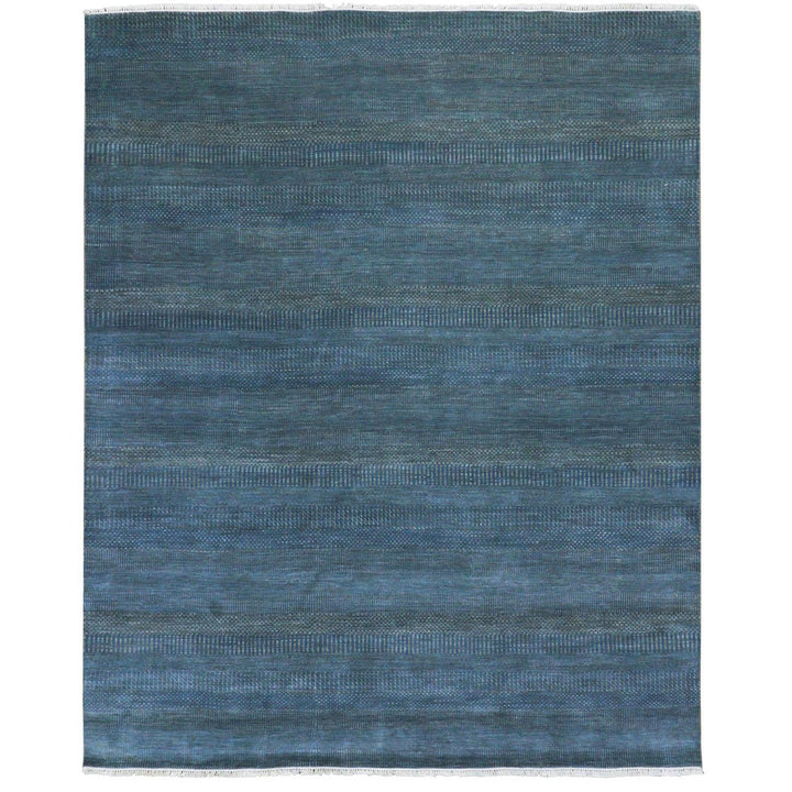 8'0" x 9'11" New Hand Knotted Blue Wool Rectangle Oriental Rug - MOA10279609