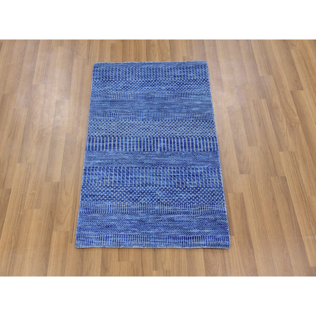 2'0" x 3'1" New Hand Knotted Blue Cotton Rectangle Oriental Rug - MOA10279630