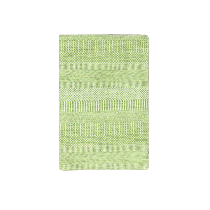 1'11" x 3'1" New Hand Knotted Green Cotton Rectangle Oriental Rug - MOA10279632