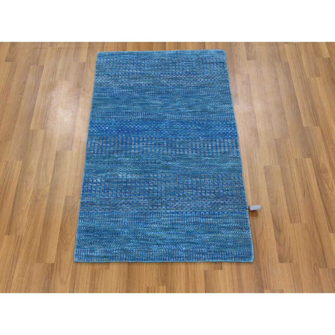 2'1" x 3'1" New Hand Knotted Blue Cotton Rectangle Oriental Rug - MOA10279636